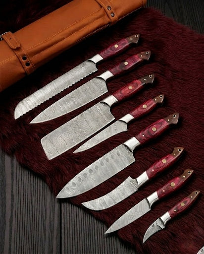 8-Piece Damascus Steel Kitchen Knife Sets