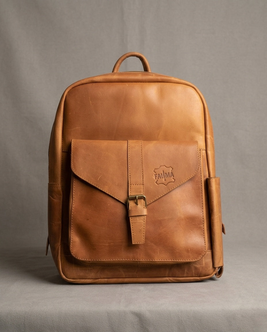 Premium Leather Backpack - Minimalist Everyday Daily Carry & Travel Rucksack