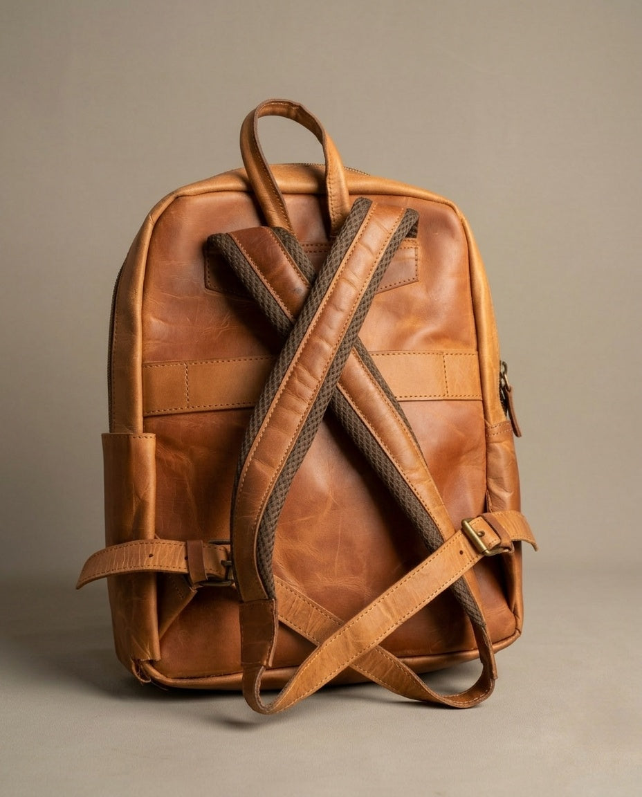 Premium Leather Backpack - Minimalist Everyday Daily Carry & Travel Rucksack