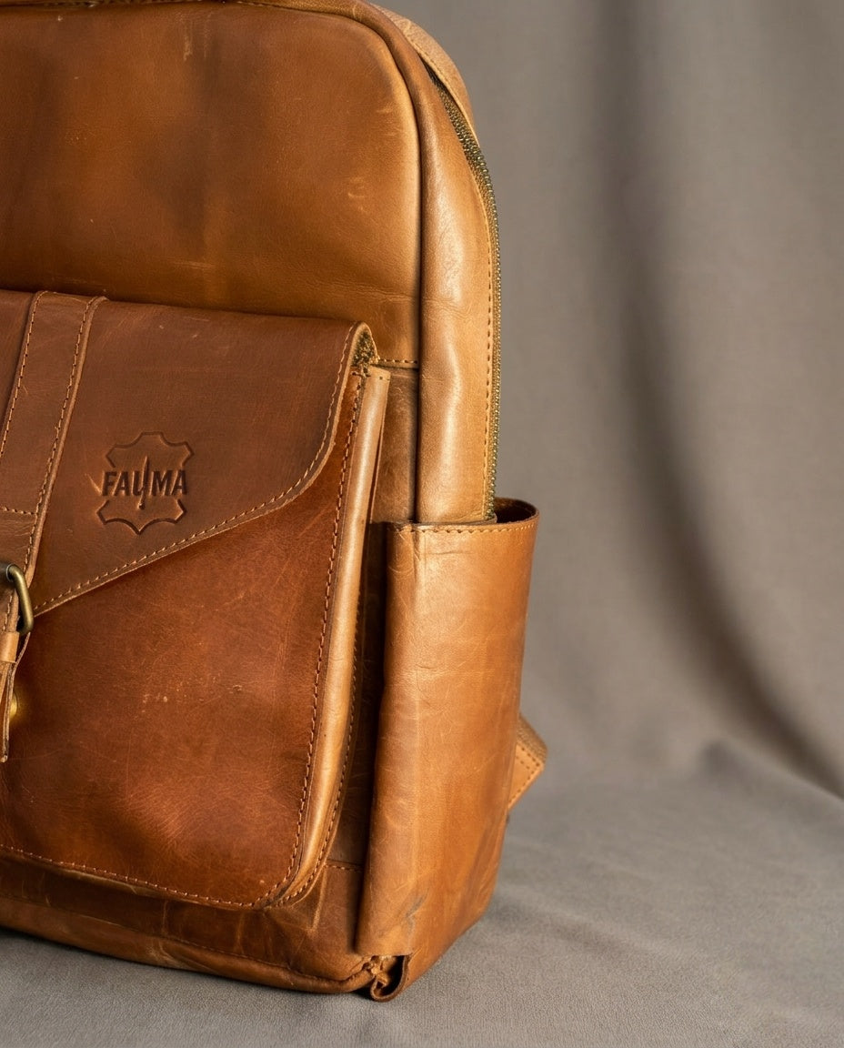 Premium Leather Backpack - Minimalist Everyday Daily Carry & Travel Rucksack