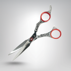 Professional 6-inch Engraved Hair Cutting Shears – Premium Stainless Steel Barber Scissors with Ergonomic Red Inserts