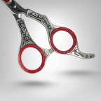 Professional 6-inch Engraved Hair Cutting Shears – Premium Stainless Steel Barber Scissors with Ergonomic Red Inserts
