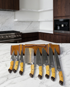 Exquisite 8-Piece Handcrafted Culinary Masterpiece Set with Leather Roll Case Eight pcs kitchen knives set