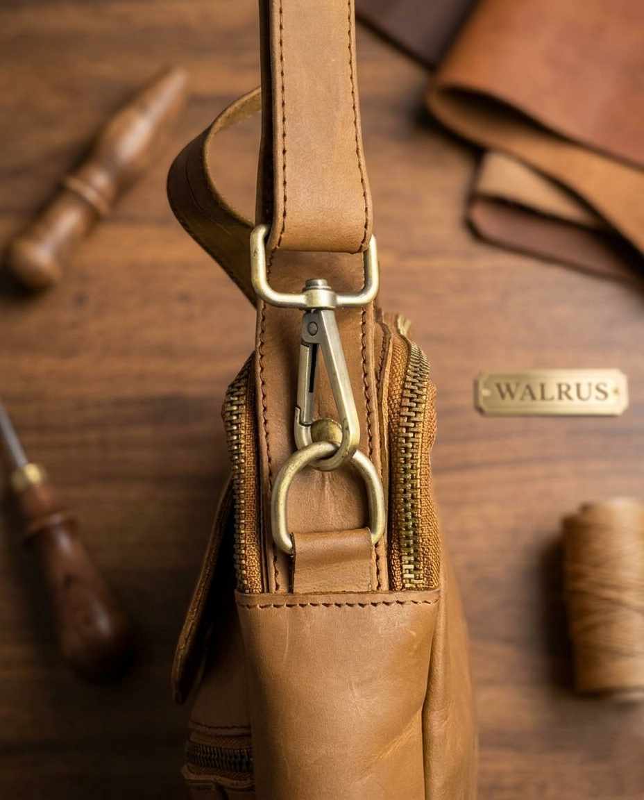 Premium Leather Crossbody Sling Bag - Small Vintage Messenger & Travel Pouch