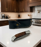 Premium Hand-Forged Damascus Steel Folding Pocket Knife | Luxury Rosewood Handle EDC Knife with Genuine Leather Sheath