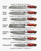 Premium 8-Piece Damascus Steel Culinary Set with Leather Roll Bag or kitchen knifes set