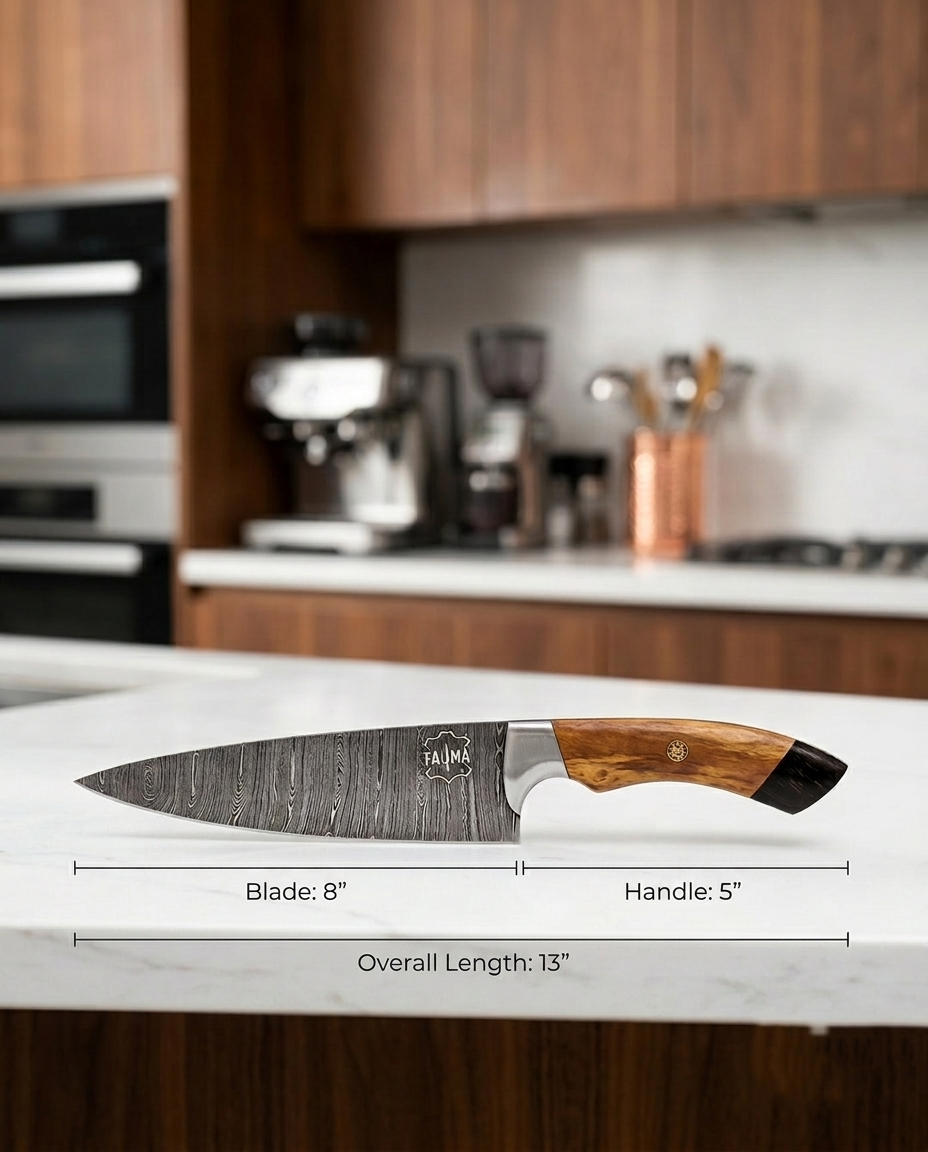 Premium Hand-Forged Chef Knife with Leather Sheath - Professional Kitchen & Outdoor Cooking Knife