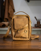Premium Leather Crossbody Sling Bag - Small Vintage Messenger & Travel Pouch
