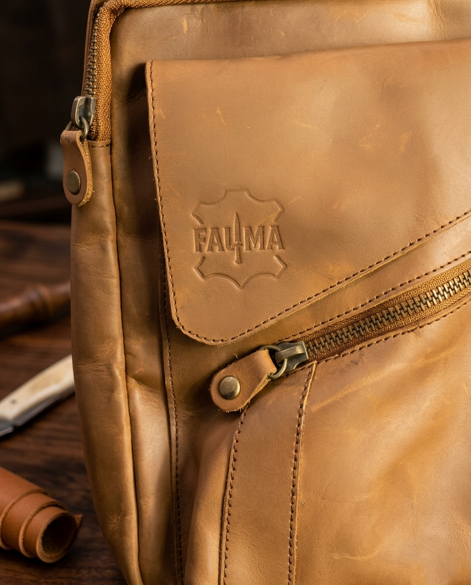 Premium Leather Crossbody Sling Bag - Small Vintage Messenger & Travel Pouch