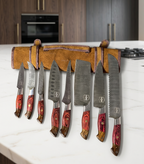 Premium 8-Piece Damascus Steel Culinary Set with Leather Roll Bag or kitchen knifes set