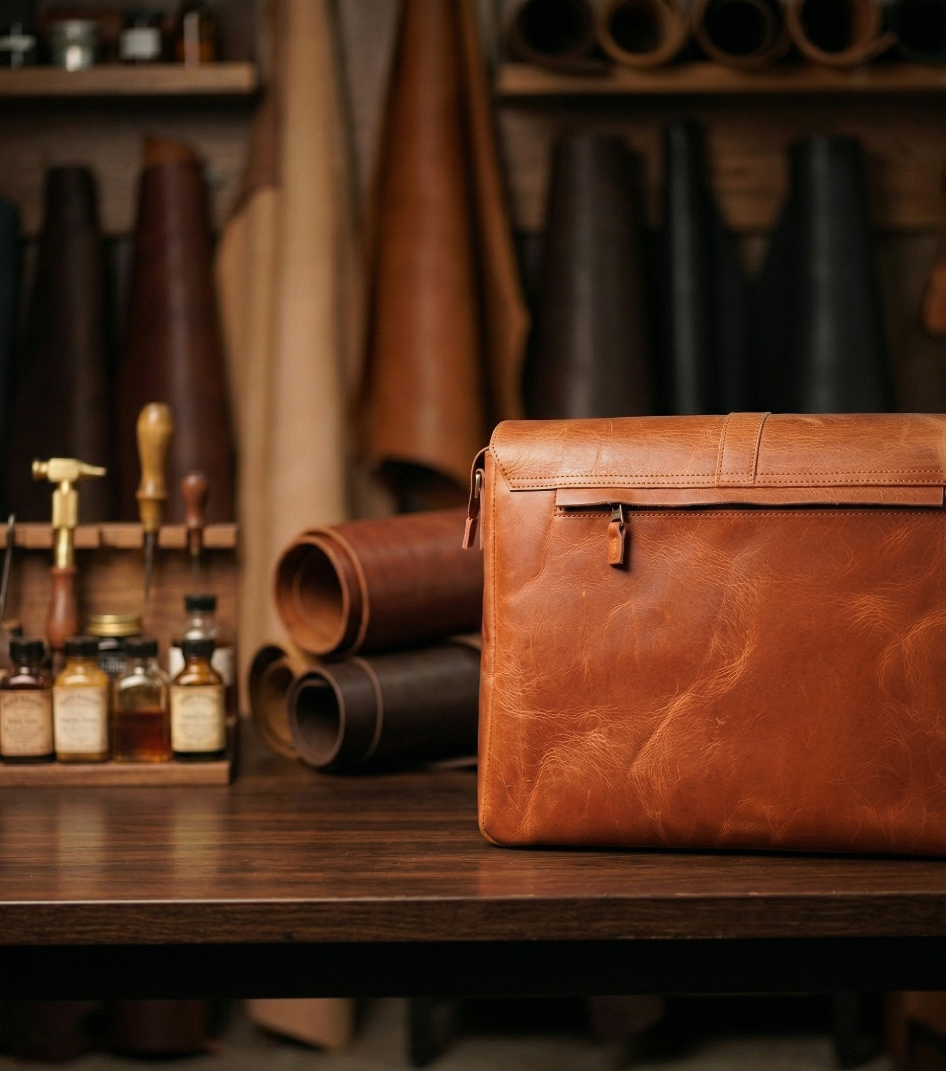 Handcrafted Heritage Leather Messenger Bag | Artisan Woven Front with Multiple Utility Pockets | Premium Crossbody Satchel for Travel & Work