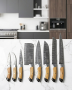 Exquisite 8-Piece Handcrafted Culinary Masterpiece Set with Leather Roll Case Eight pcs kitchen knives set