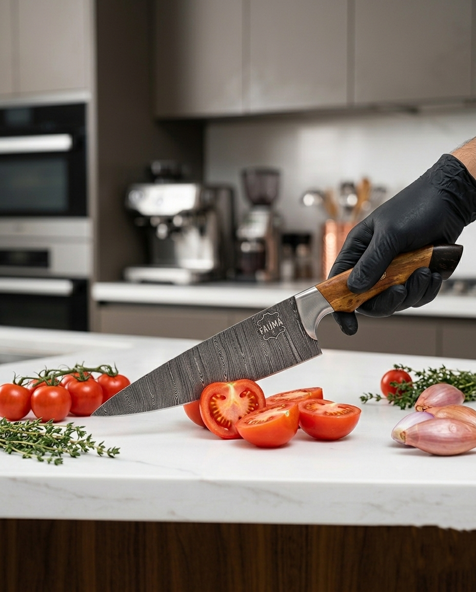 Premium Hand-Forged Chef Knife with Leather Sheath - Professional Kitchen & Outdoor Cooking Knife
