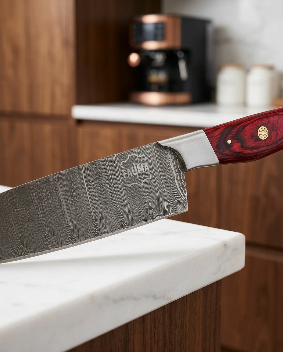 Premium Damascus Steel Chef Knife - Professional Japanese Kitchen Knife with Ergonomic Handle