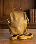 Premium Leather Crossbody Sling Bag - Small Vintage Messenger & Travel Pouch