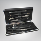 Fauma Premium 7-Piece Professional Manicure & Grooming Kit – Matte Black Stainless Steel with Luxury Leather Case