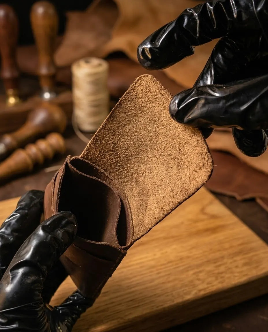 FAUMA Rugged Brown Leather Compact Wrap Wallet
